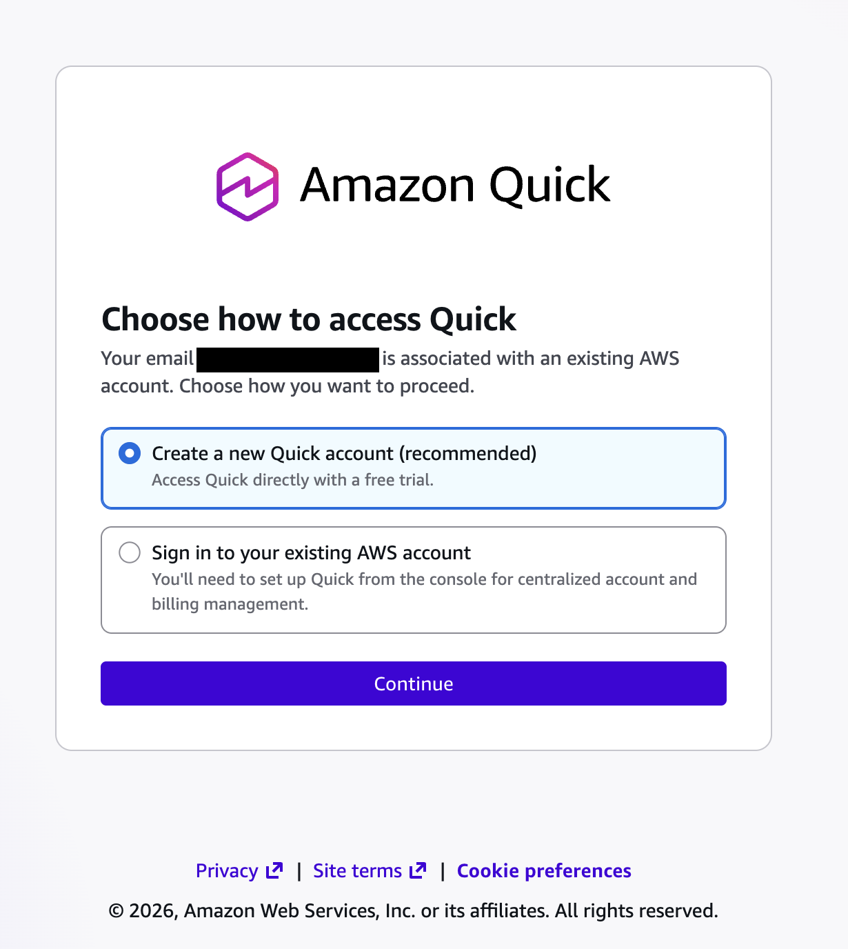 Choose how to access Quick