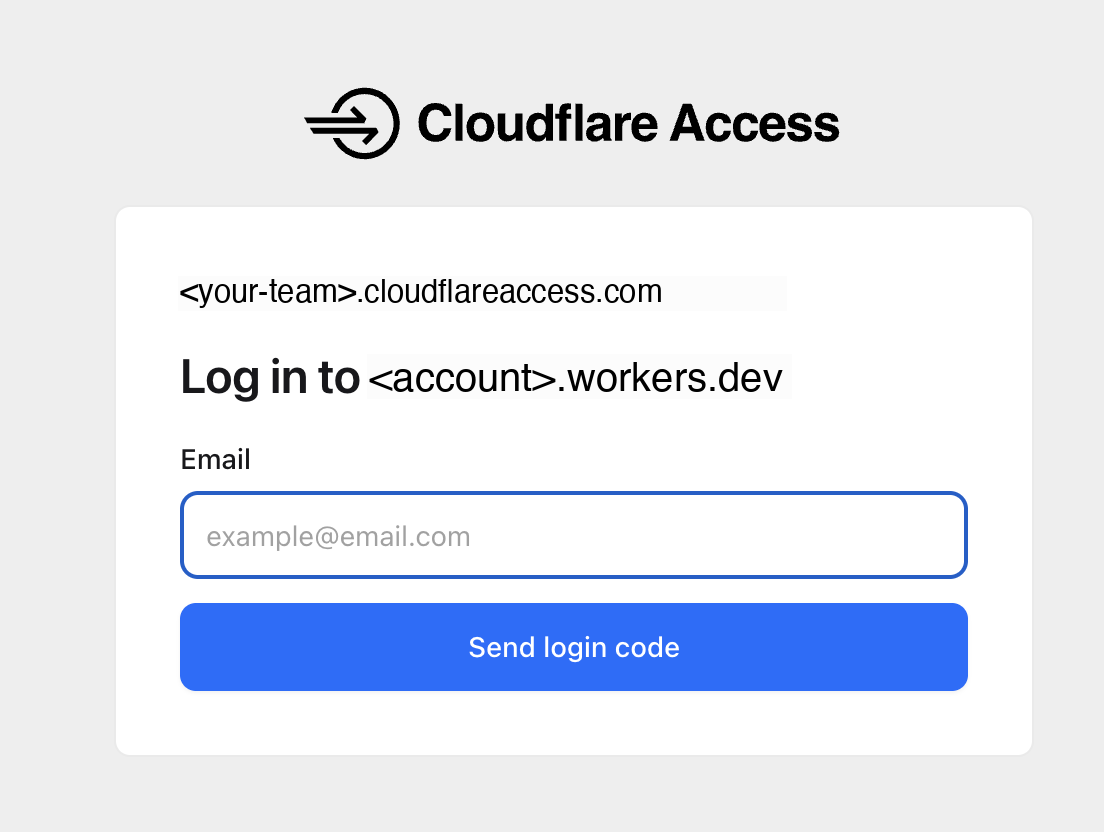 Cloudflare Access login page prompting for sign-in before the protected Worker dashboard loads